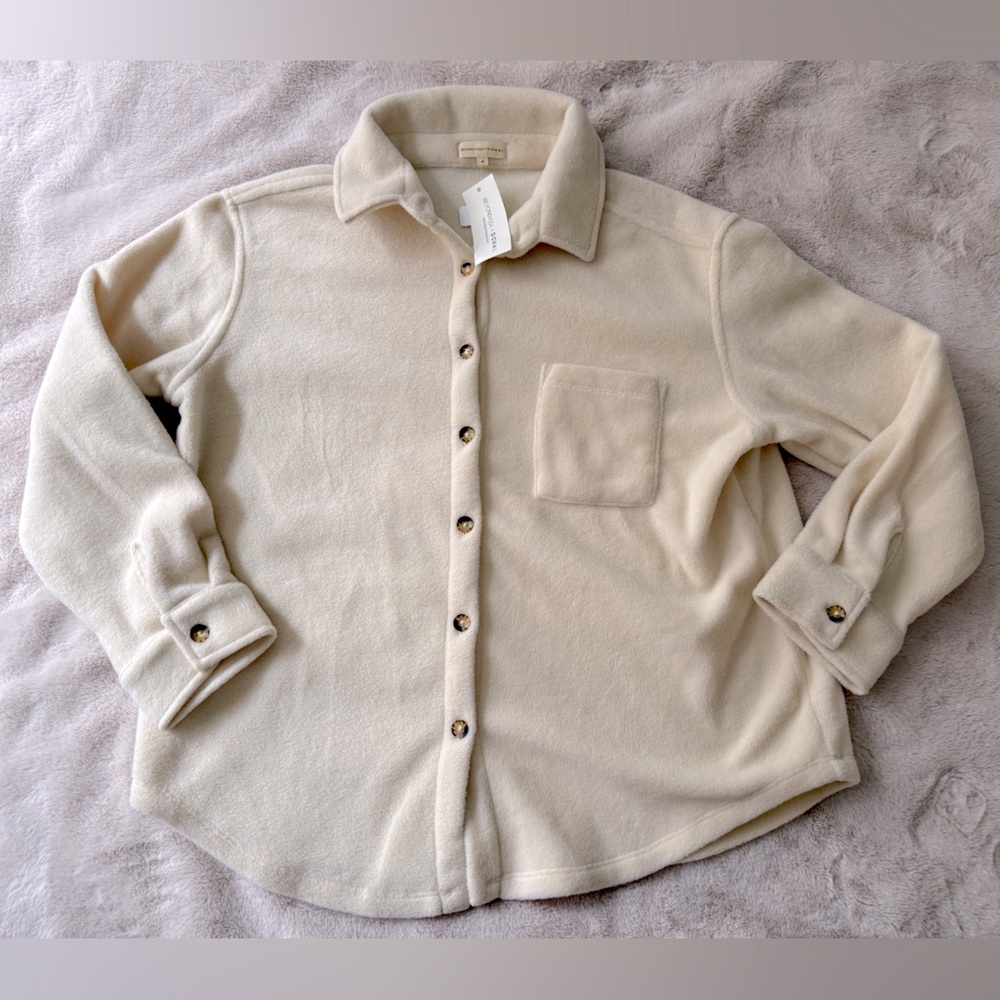NWT Beyond Yoga x DONNI Polar Fleece Shacket Cream Size M - Picture 4 of 9